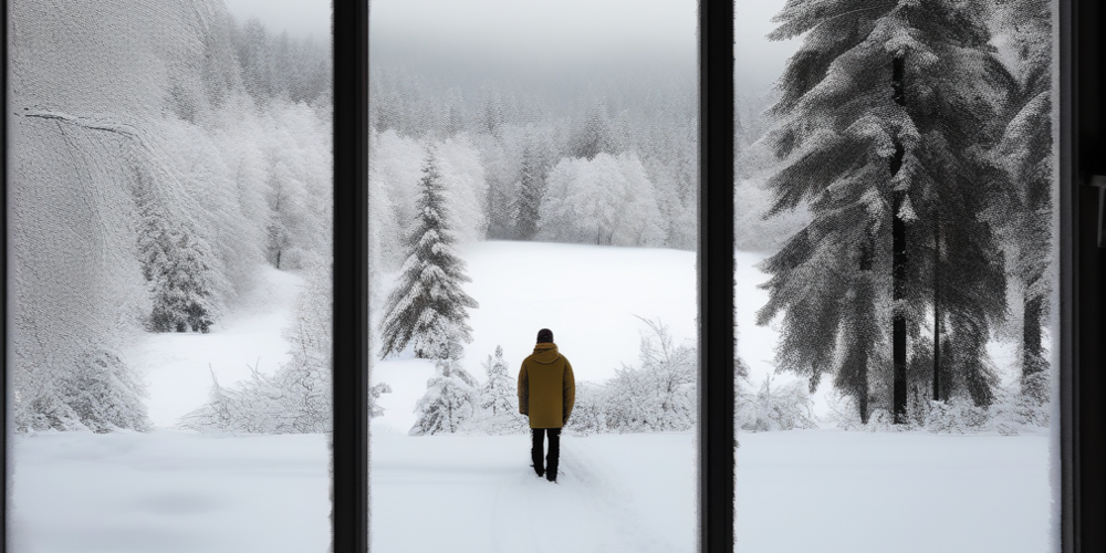Ein einsamer Mensch geht im Winter spazieren